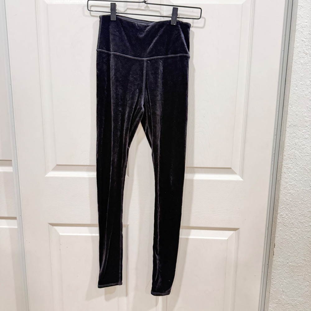 Alo Yoga Black High Waist Velvet Leggings Full Length Yoga Pants Size Small